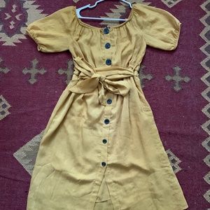 Mustard Zara Off the Shoulder Summer Dress